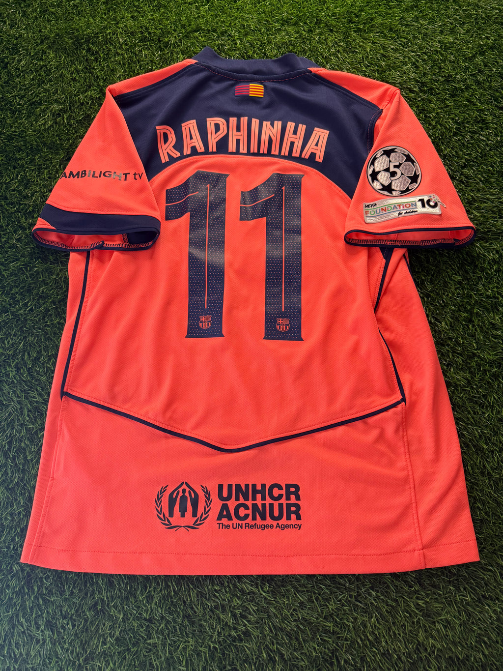 FC Barcelona 2024/25 Away Jersey – Raphinha #11 (UCL Patch)