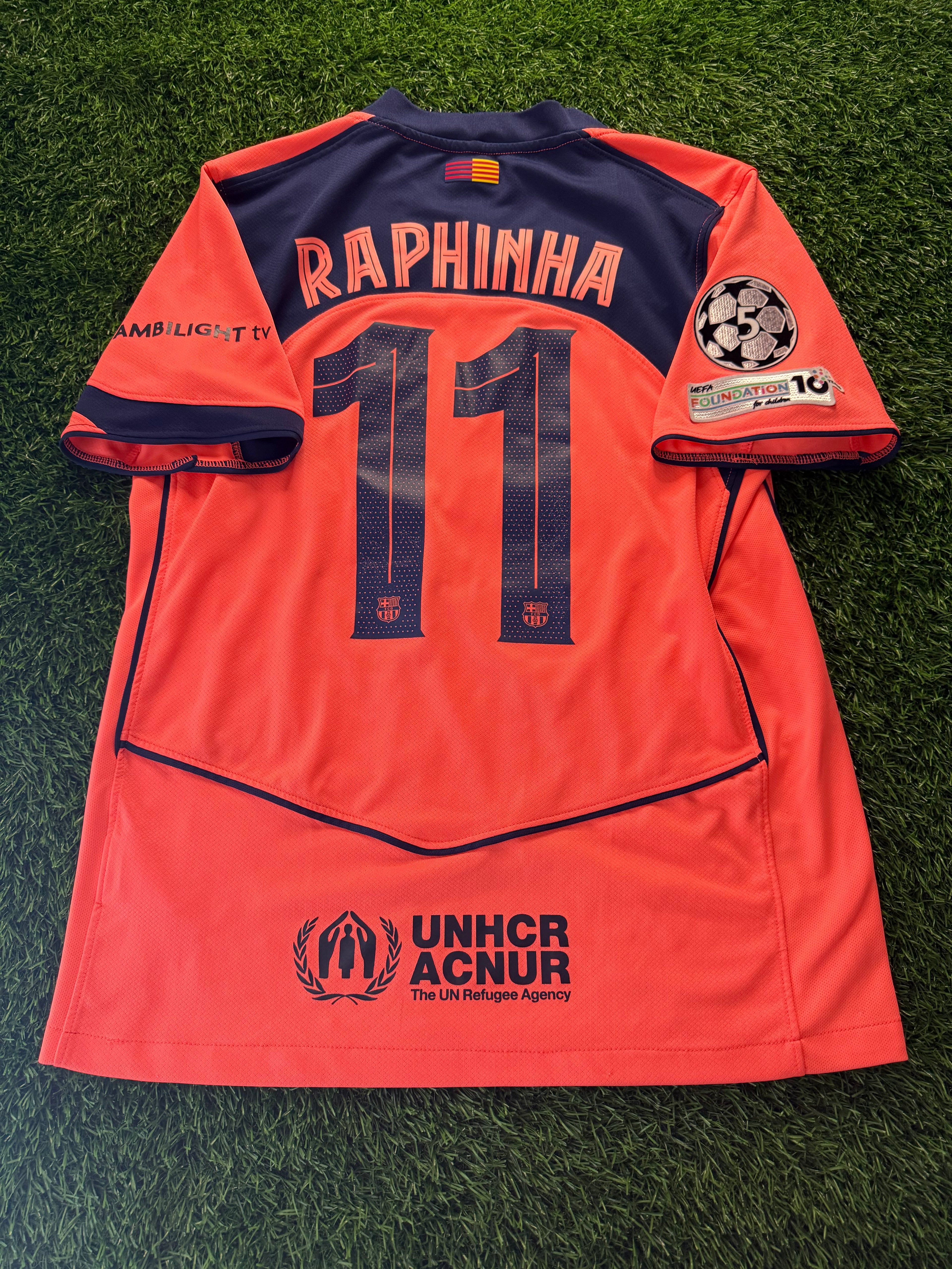 FC Barcelona 2024/25 Away Jersey – Raphinha #11 (UCL Patch)