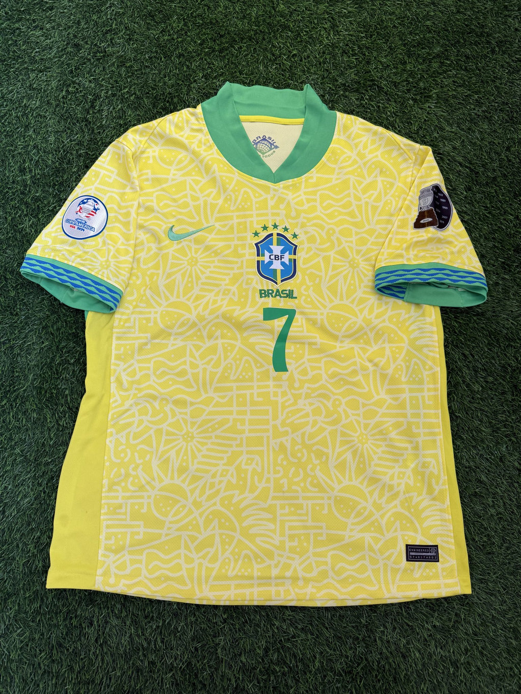 Brazil Home Jersey with Copa América Patches – Vinícius Jr.