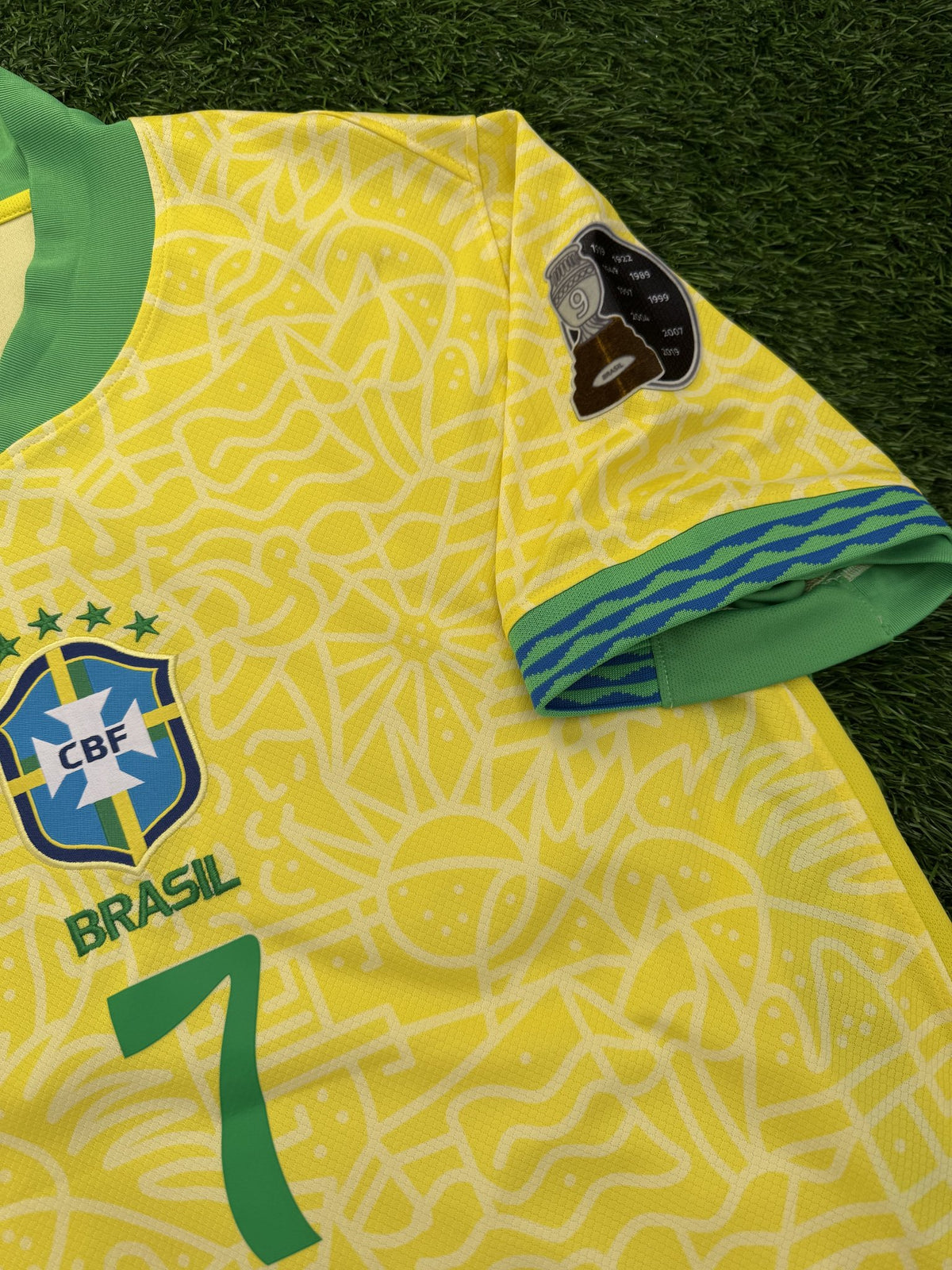 Brazil Home Jersey with Copa América Patches – Vinícius Jr.